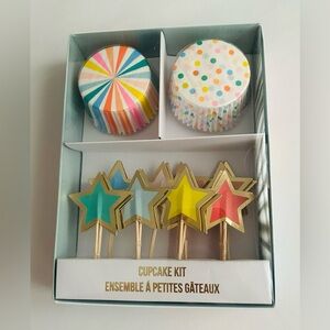 New Cupcake 24 Cupcake Liners 24 Star Picks Color-wheel Dots Liners Meri Meri
